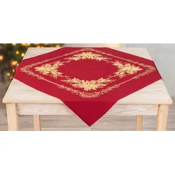 Stickmitteldecke "Weihnachtsstern rot/gold"