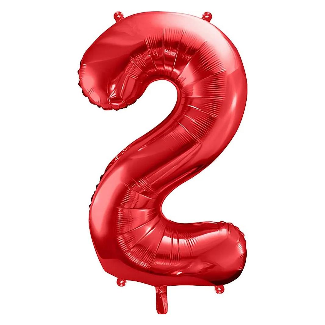 Partydeco Folienballon Zahl 2 (1x) (FB1M-2-007)