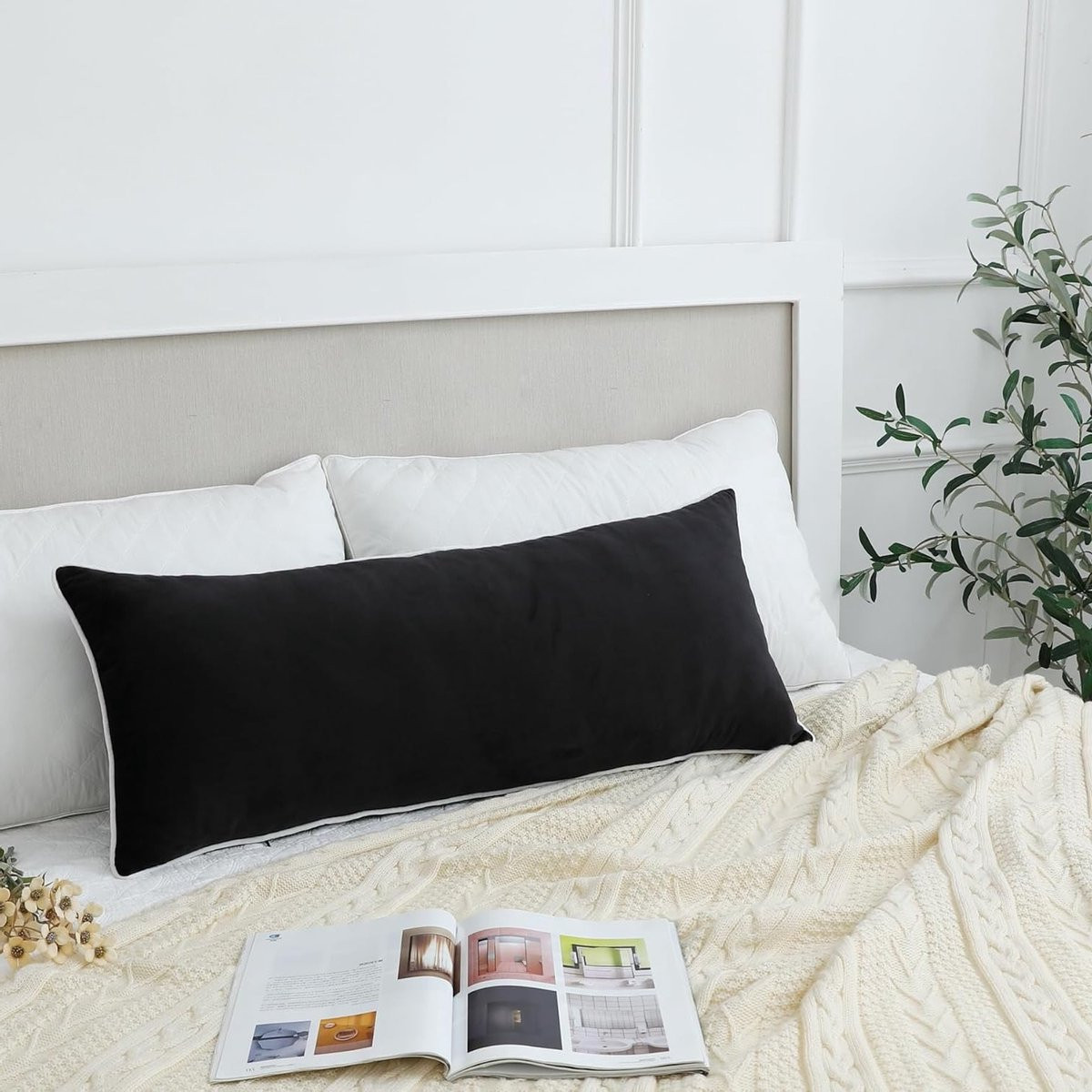 Decoratief Kussenhoes Lendensteun in Zwart - 36 x 14 inch - Moderne Minimalistische Stijl