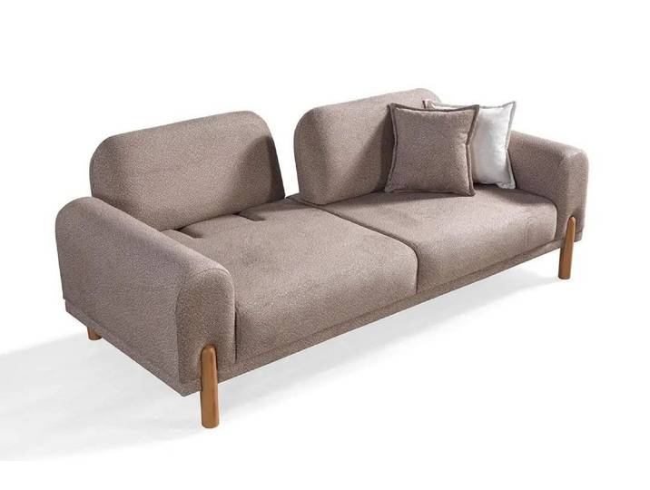 Skye Decor Schlafsofa Liegefunktion, 3-Sitzer Sofa mit Bouclé-Bezug – 30 DNS Schaum, inkl. 4 Kissen
