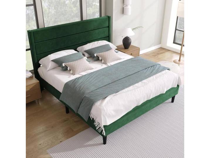 Lit adulte 140x200 cm Lit rembourré cadre de lit lit double Vert