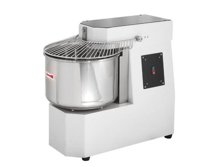 GastroHero Küchenmaschine Spiral Teigknetmaschine 30 L Edelstahl für 12 kg Pizza- & Brotteig, 1500 W, 30 l Schüssel, Europäische Hygienevorschriften, robuster Teigbrecher, Schutzgitter