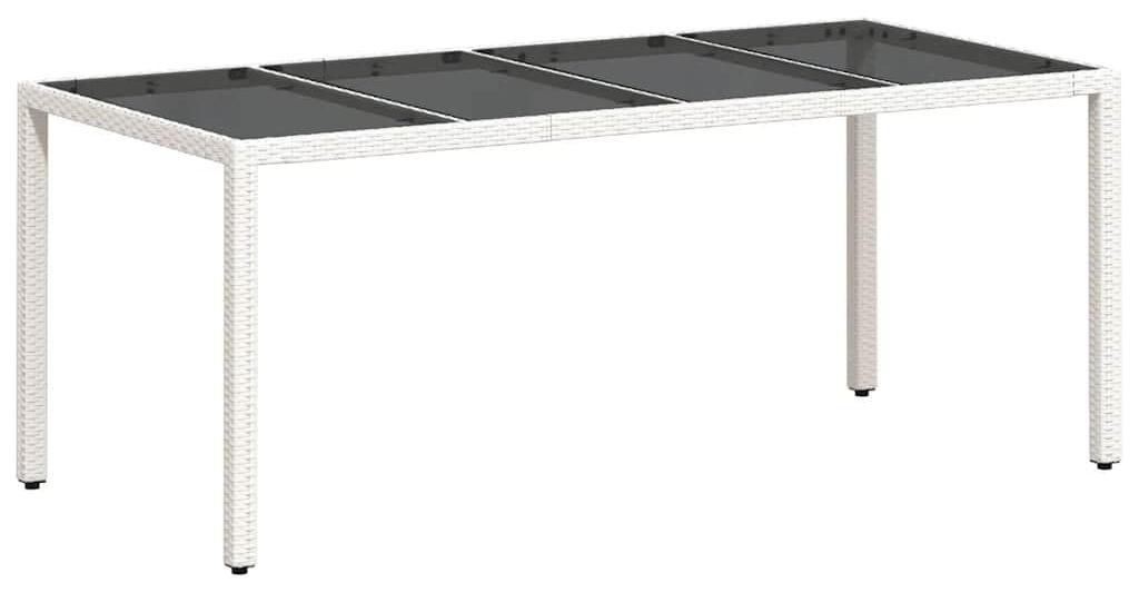 Wit Polyrotan-Gartentisch mit Glasplatte