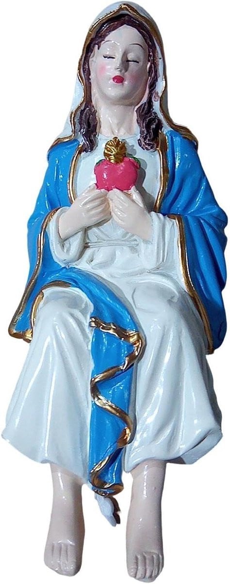 Handgeschilderd Maria Beeldje - Religieus Decor - Hoogte: 14 cm