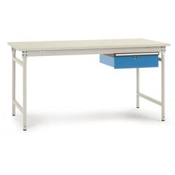 Manuflex BB5237.0002 Beistelltisch BASIS stationär 1000x800x780mm,Platte Kunststoff RAL7035 lichtgrau mit Schubfach RAL5007 brillantblau Lichtgrau