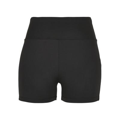 Stoffhose URBAN CLASSICS "Urban Classics Damen Ladies High Waist Short Cycle Hot Pants", Damen, Gr. XL, US-Größen, schwarz, 77% Polyester, 23% Elasthan, unifarben, skinny fit, Hosen Stoffhose