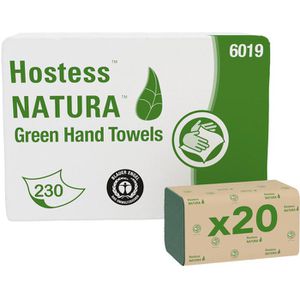 Hostess-NATURA Papierhandtücher 6019, 1-lagig, Zick-Zack-Falz, grün, Recyclingpapier, 25 x 23 cm, 4600 Stück