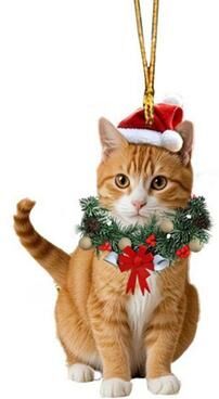 Multicon Wholesale Hub Pendant Christmas Cat Ornaments, Christmas Car Home Decoration, Acrylic Cat Decorations For Christmas Garlands orange Cat
