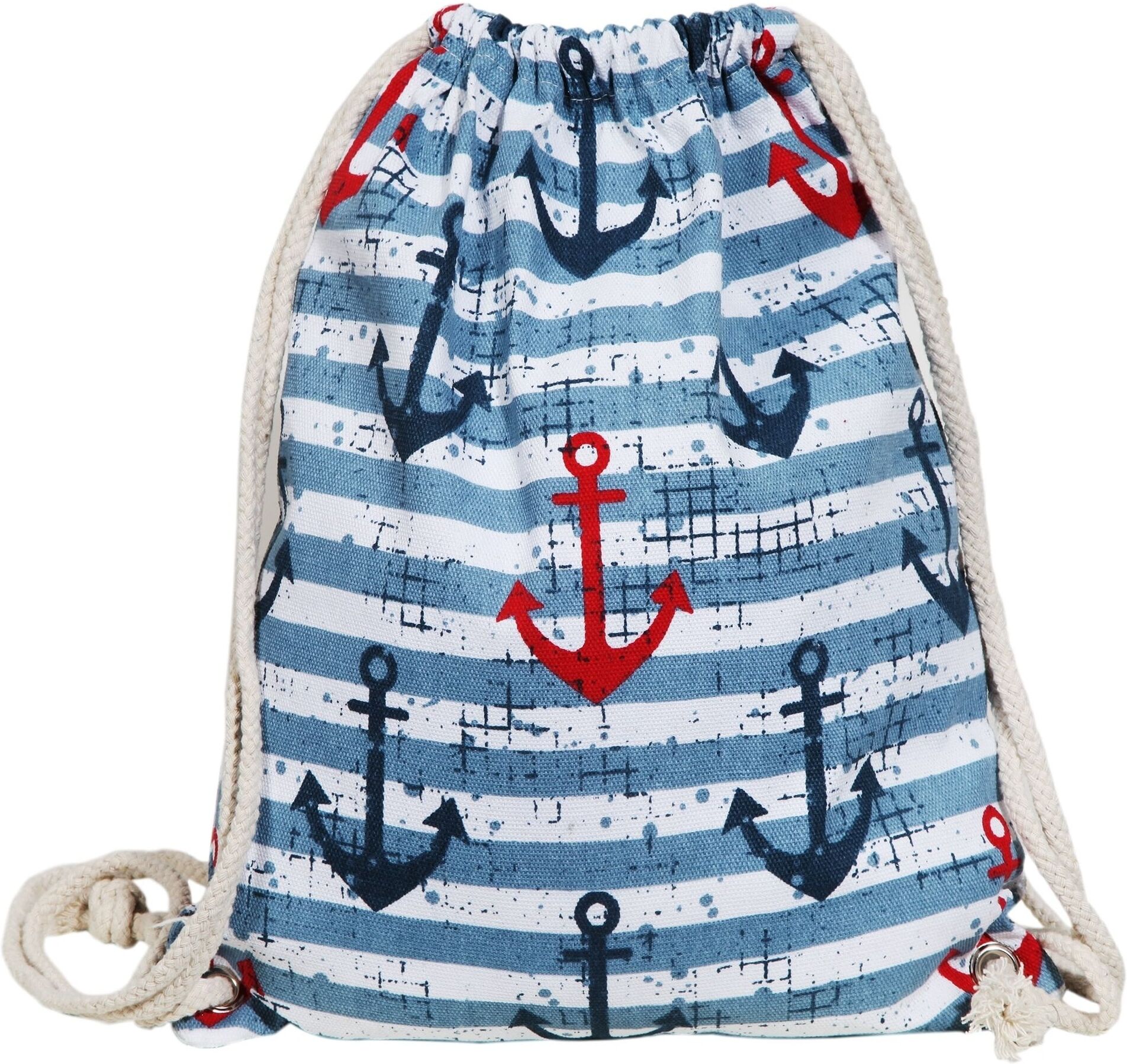 Turnbeutel CHAM CHAM "Gestreifter Trend Turnbeutel aus Textil mit Ankern", rot, Textil, Taschen Turnbeutel