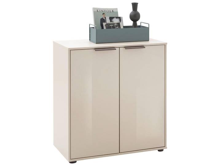 Dieter Knoll Kommode, Eiche, Champagner, Glas, 1 Fächer, 80x86x43 cm, Made in Germany, DIN EN ISO 9001, Wohnzimmer, Kommoden & Sideboards, Kommoden