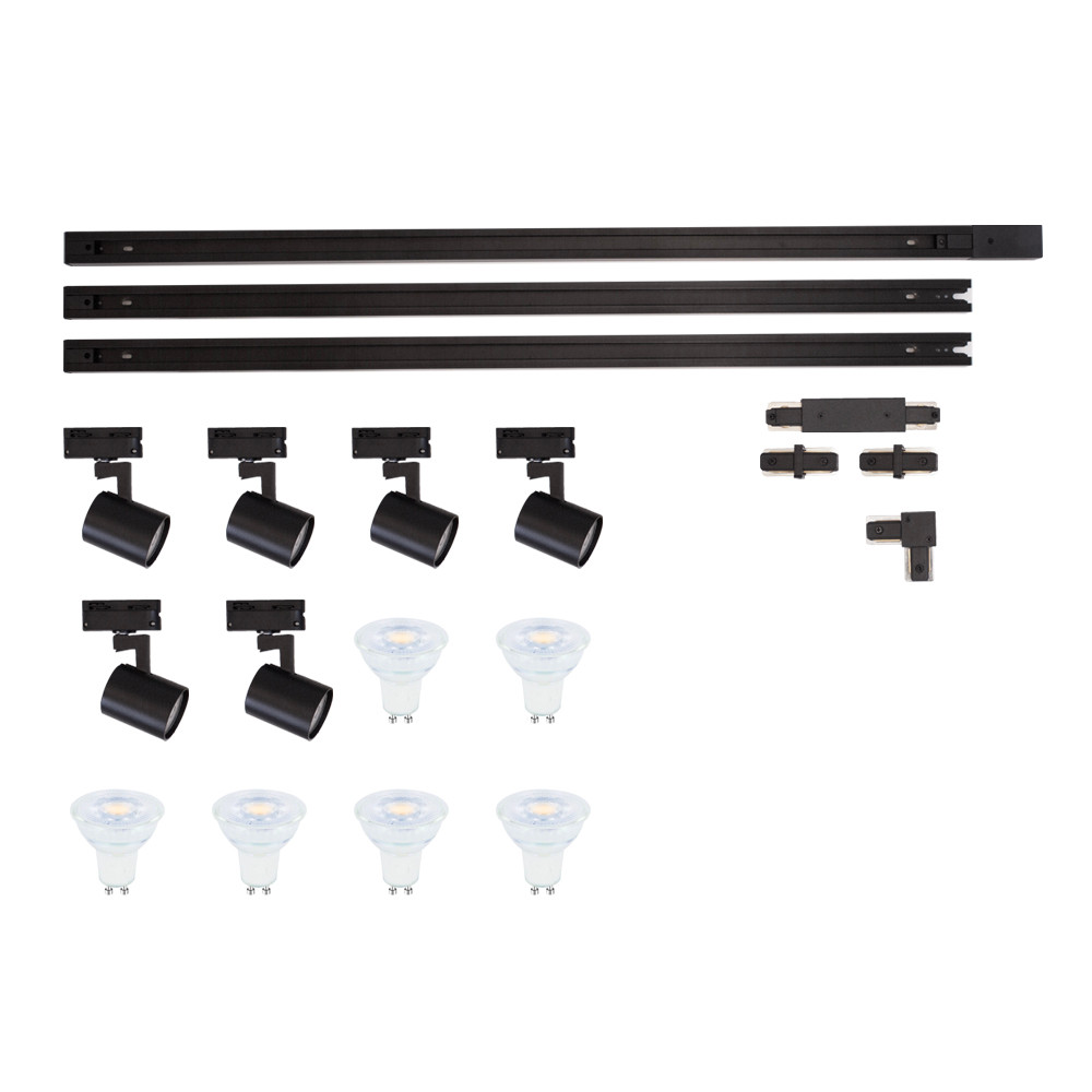 Lyora Railset Unik met 6 spots, zwart, 3 meter