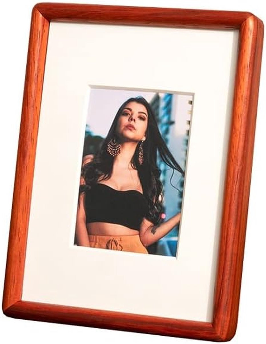 Massief houten fotolijst in beige - 7 inch