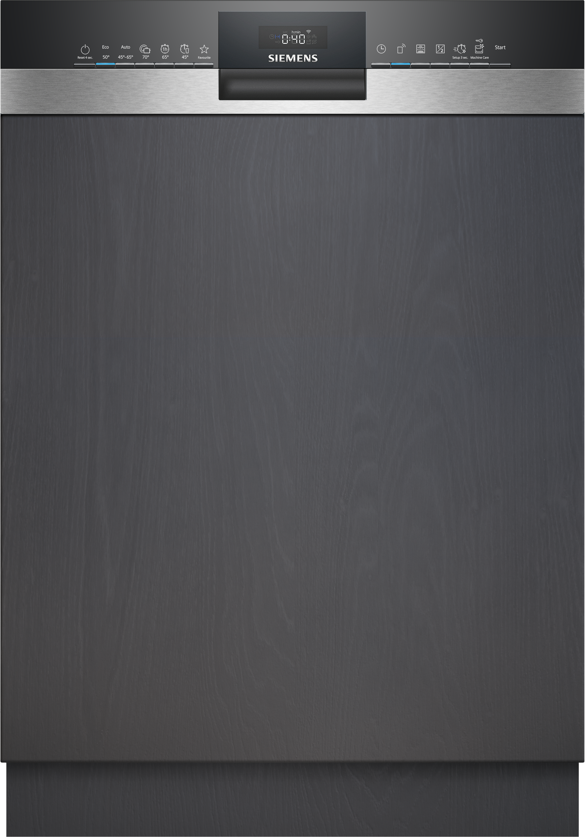 Siemens teilintegrierbarer Geschirrspüler "SN53ES04TE", Energieeffizienz: B, silber (gebürsteter stahl), B:59,8cm H:81,5cm T:57,3cm, Geschirrspüler, Automatische Türöffnung für Effizienz, flexible Körbe, teilintegrierbarer Geschirrspüler