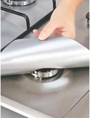 Inspire Curations CleanGuard Gas Stove Protective Mat Oil Proof, Easy Clean Stove Surface Cover 4pcs Silver