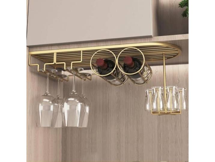 Cenz-888 Weinregal Hängendes Weinregal Unter Dem Küchenschrank(Gold,Mittel)