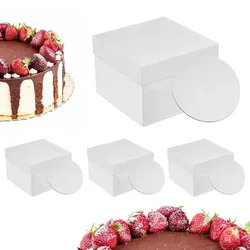 Relaxdays Tortenbox Set mit Cakeboards Weiß