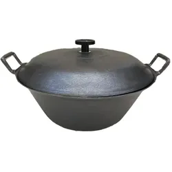 Gusseisenpfanne / Wok ⌀32cm mit Deckel