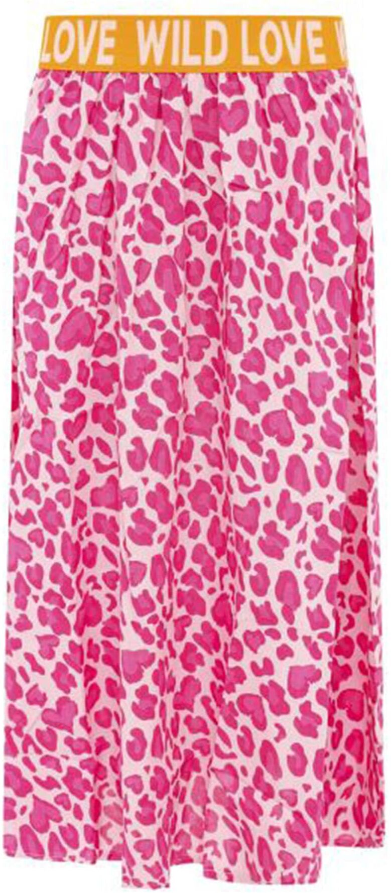 Maxirock ZWILLINGSHERZ "Leo Herzen", Damen, Gr. L/XL, pink, Web, Obermaterial: 100% Viskose, loose fit knöchellang, Röcke Maxirock, Animal-Muster, knöchellang, Gummizug, leicht