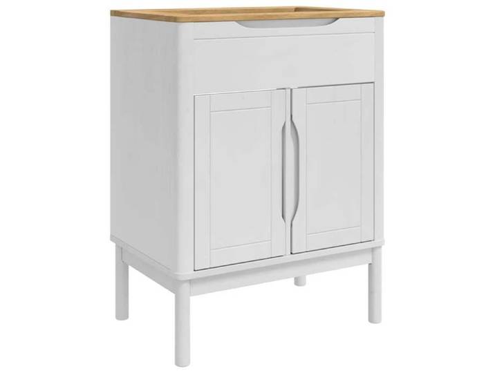 En solde  Meuble sous Lavabo de salle de bain - Armoire WC - Meuble WC - FLORO Blanc 60x40x80 cm L2004