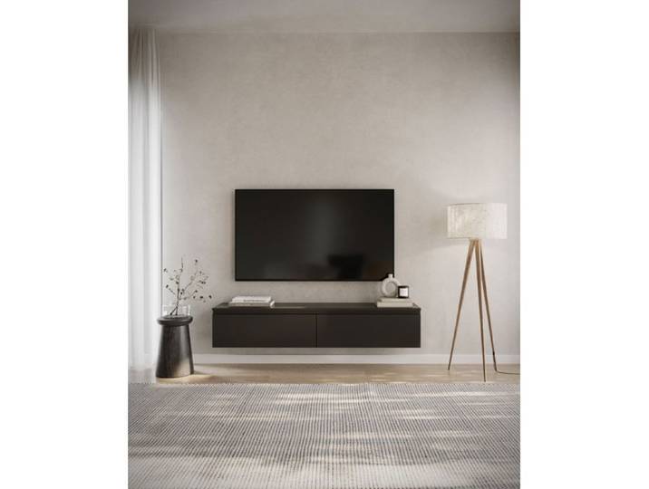Meuble TV 2 portes -suspendu - BEMMI- 150 cm - noir