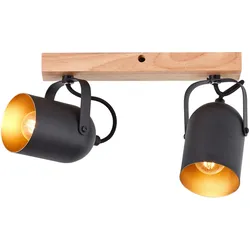 Brilliant, Deckenstrahler, Tronte Spotbalken 2flg gold/schwarz/holz (E14)