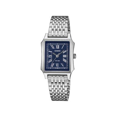 Quarzuhr, silber (edelstahlfarben, blau, blau), CASIO TIMELESS COLLECTION, Armbanduhren, Damen, edelstahlfarben, Quarzuhr, Armbanduhr, Damenuhr, Edelstahlarmband, analog