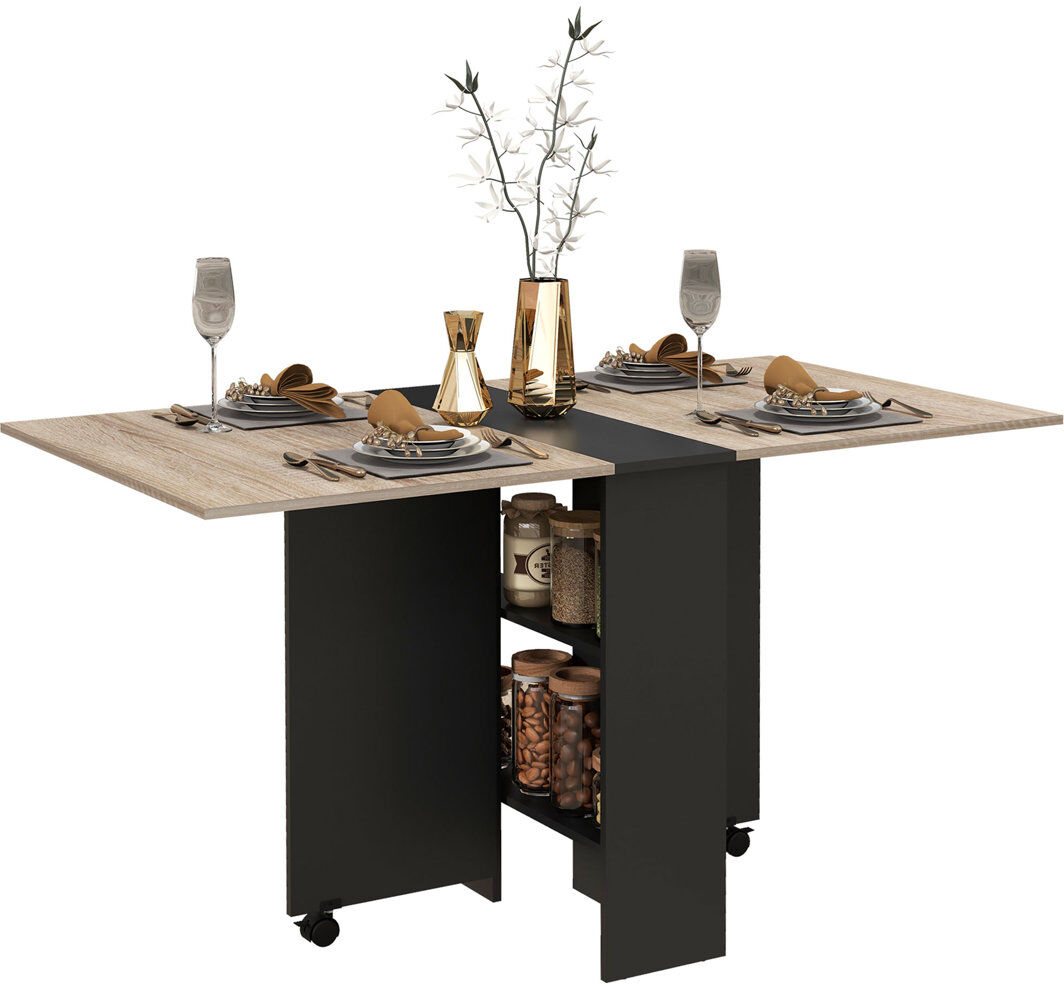17 Stories Maiga Folding Dining Table for 4-6 People Drop Leaf oak