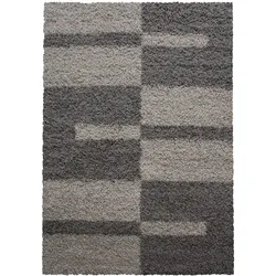 Hochflorteppich Shaggy Kariert Weich Flauschig Waschbar Strapazierfähig Schlafzimmer Esszimmer Taupe 160x230 cm – WATZMANN von Kadima Design