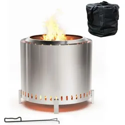 Relaxdays Feuerschale ohne Rauch 45 x 49 cm Silber