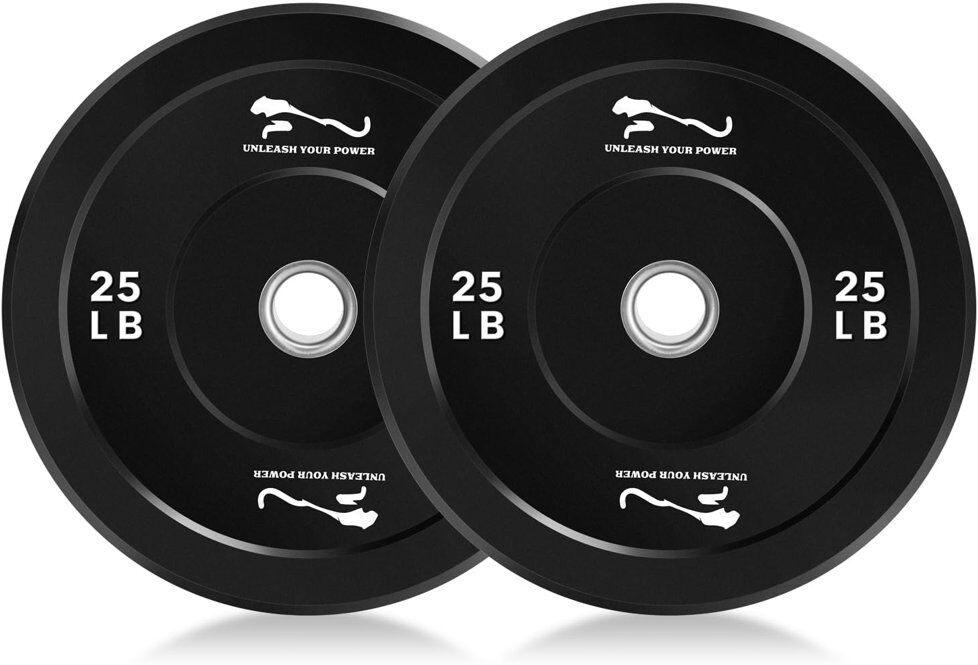idealhouse Bumper Plates – 10/15/25 lb Pair, 2" Steel Inserts, Anti-Slip & Durable, for Strength Training, Weightlifting, Squats