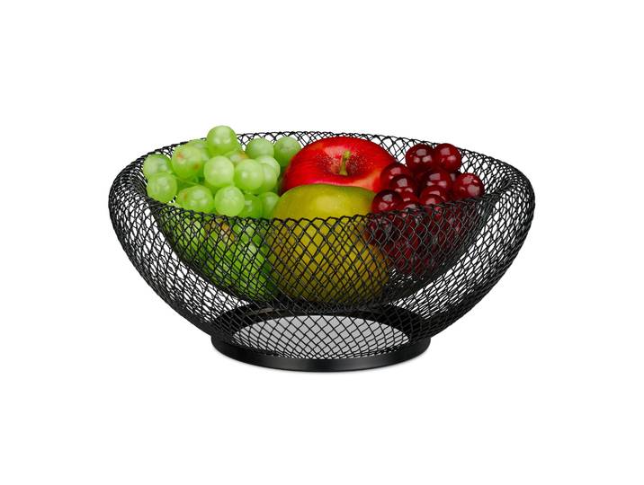 Doppelwandige Obstschale Metall Schwarz