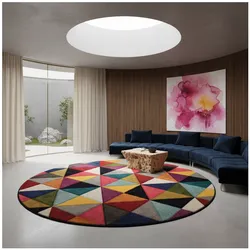 Teppich handgeschnitzt Bunt Ø160 cm - MEON   Kadima Design