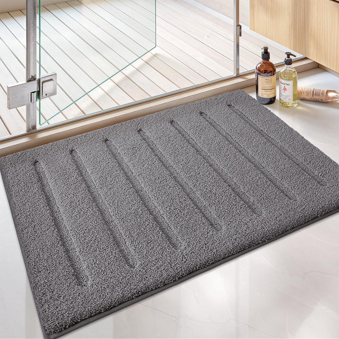 East Urban Home Non-Slip Bath Rug Dark Grey 61cm W x 110cm L