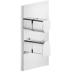 Gessi Rilievo, Fertigmontageset für Unterputz-Thermostat mit Absperrventil, 1 Ausgang, mit Wartungsabsperrventilen, Filter und Rückflussverhinderer Nicht eigensicher, 59132149, Farbe: Finox Optik