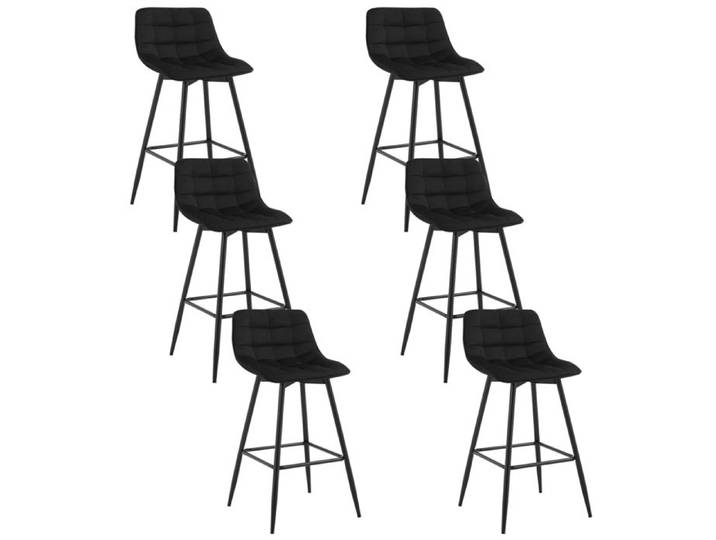 WOLTU 6X Tabouret de Bar Chaise de Bar Assise rembourrée en Velours avec Pieds et Repose-Pieds en métal Noir