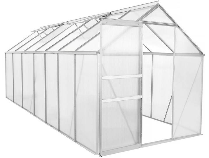Serre jardin en polycarbonate 430 x 190 x 195 cm Basilic - 8,17 m² - Gris