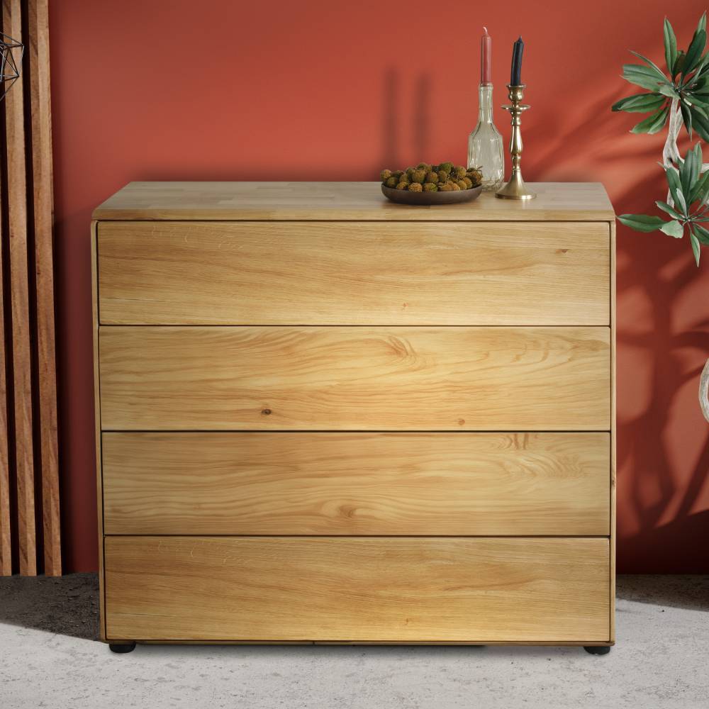 Pharao24.de Schubladenkommode Holzkommode mit vier Schubladen 100 cm breit
