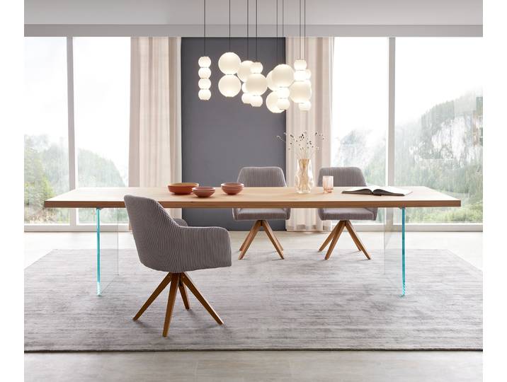 Esstisch Edge 300x100 Eiche Natur Glas, Esstische