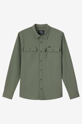 O'Neill s Trvlr Cordura® Long Sleeve Shirt in Dark Olive, Size Medium, Elastane/Polyamide/Rubber