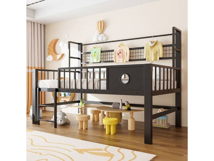 Lit Enfant 90x200 cm avec Sommier à Lattes Cadre de Lit Adulte en MéTal Lit 1 Personne Lit Adulte Lit Simple Noir