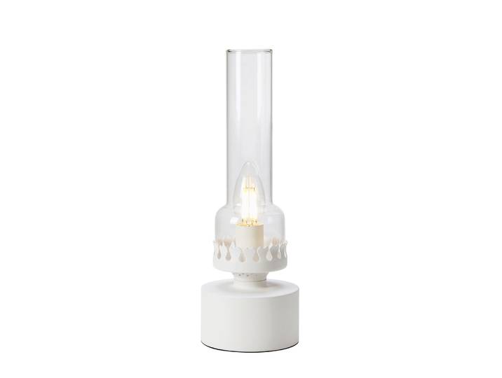 Lampe de table lanterne 1xE14 blanc et transparent