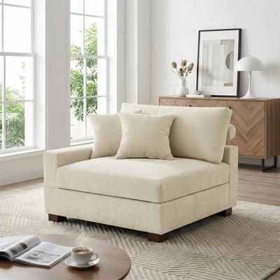 Lumibee "41"" W Chenille Corner Accent Chair Sectional Module with Pillows"