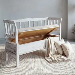 Sitzbank H207, Bank Truhenbank Holzbank Aufbewahrungstruhe, Staufach Kissen Holz 119cm ~ weiß, shabby