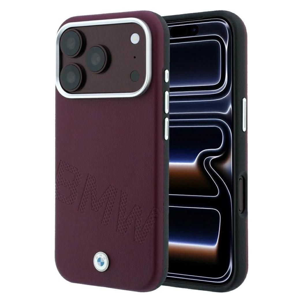 BMW Etui Sign Inclined Deboss Letters MagSafe do iPhone 18 Pro / 17 Pro bordowy (Apple iPhone 17 Pro, Apple iPhone 18 Pro) (BMW001239)