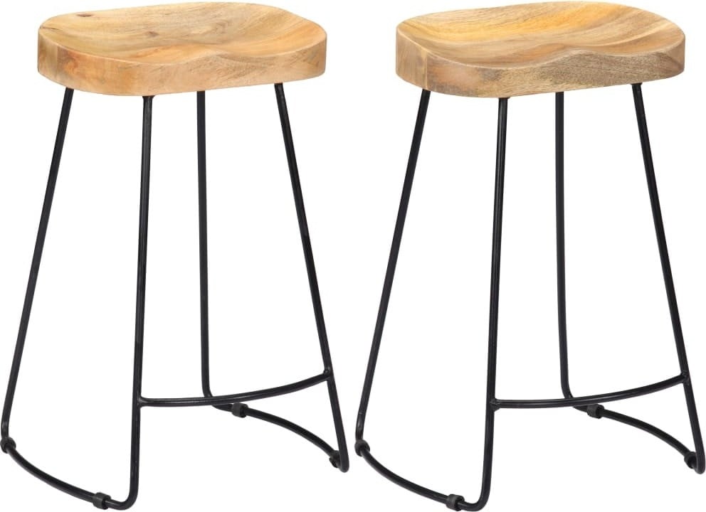 The Living Store Gavin barkruk, 2 stuks, massief mangohout
