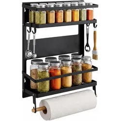 Relaxdays Magnetisches Gewürzregal, Küchen Organizer, Schwarz