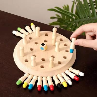Inspired Finds BrainBuild Wooden Memory Match Chess Color Game BrainBuild Wooden Memory Match Chess Color Game
