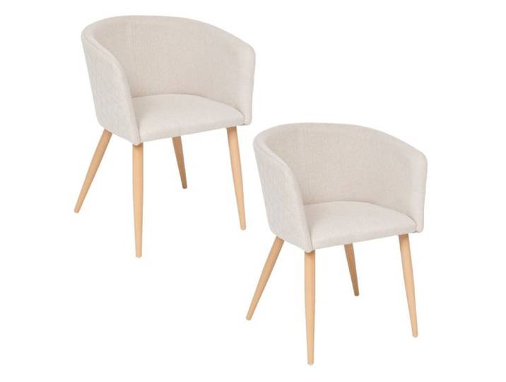 Toilinux - Lot de 2 fauteuils à diner en velours MARLO - Beige
