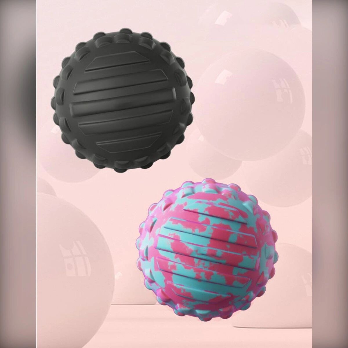 INF 7cm EVA Fitness Massageball – Myofasziale Entspannung & Tiefengewebsmassage Rosa + Blau