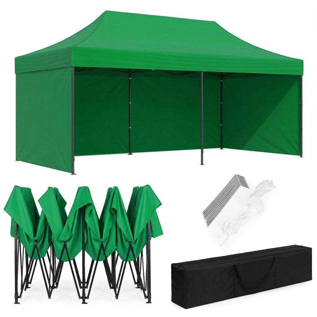 Automatisches Gartenpavillon-Zelt 3x6m, Grün, Stahlrahmen